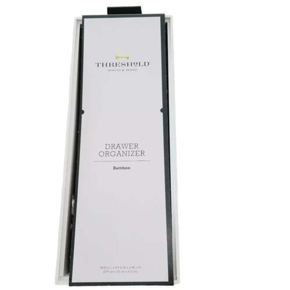 Threshold white Bamboo Drawer‎ Organizer NWT 14 by 5 by 2 inches